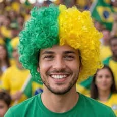 Peruca Black Power Brasil Verde Amarela Torcida Copa do Mundo