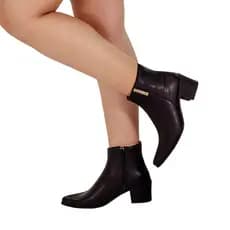 Bota Feminina Bico Fino Cano Médio Salto Grosso Shekinah Lançamento Tendência Confort Moda Fashion