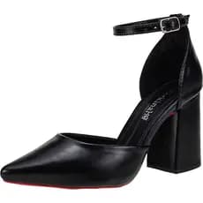 Scarpin Feminino Bico Fino Salto Alto Bloco Shekinah Social Luxo Sola Vermelha Elegante Chic Festa