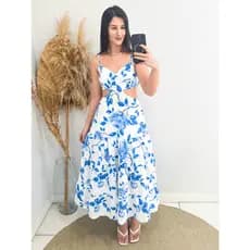 Vestido Feminino Midi Verão Praia Costas Nuas Alça Festa Elegante