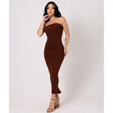 Vestido Longo Colado Tomara que Caia Tubinho Elegante Casual Chique