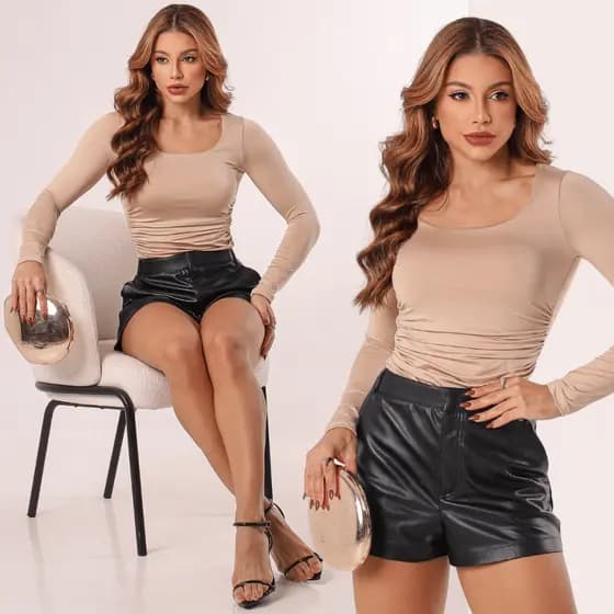Blusa De Frio Manga Longa Feminina de Casual Chique Inverno Noite Confortável Elegante Segunda Pele