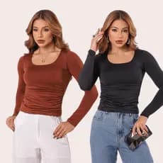 Kit 2 Blusa De Frio Manga Longa Feminina Casual Chique Inverno Noite Confortável Elegante
