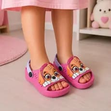 Papete Da Patrulha Macia E Delicada Rosa Calce Fácil Chinelo Menina