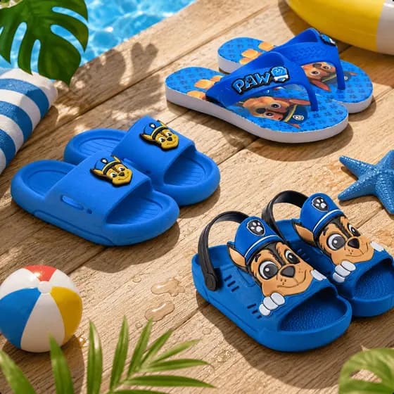Kit Menino 3 Pares Sandália Infantil + Chinelo Casual + Slide Nuvem Azul Kids Patrulha Marca Nexa