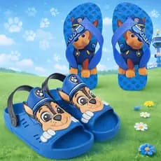 Kit 2 Pares Sandália Papete + Chinelo Infantil Menino Patrulha Azul Kids Marca Nexa