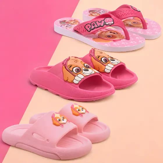 Kit 3 Pares Sandália Infantil + Slide Nuvem + Chinelo Baby Rosa Bebê Menina Patrulha Marca Nexa
