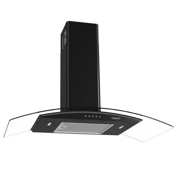 Coifa Parede Vidro Curvo Clean Black 4 à 6 Bocas 90cm Fogatti 220V