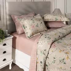Kit Cobre Leito Colcha Boutis 3 Peças Casal Queen King Estampada Dupla Face Porta Travesseiro Aba Americana