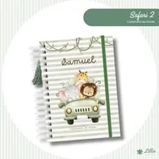 Caderneta de Vacina/Saúde Personalizada Safari Premium Capa Dura com Wire-o A5