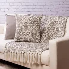 Kit Manta Para Sofá Poltrona 1,40x1,80 Arandela e 2 Capas Para Almofadas Decoração Sala