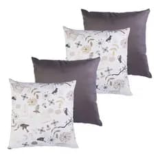 Kit com 4 capas de almofada 45x45 passaro cinza