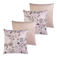 Kit com 4 capas de almofada 45x45 passaro bege