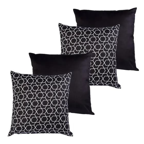 Kit com 4 capas de almofada 45x45 geométrico preto