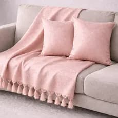 Xale Manta Sofá Jacquard Rose 1,80mx1,40m com 2 capas de almofada