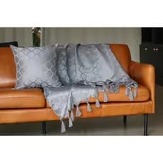 Xale Manta Capa Sofá Jacquard Poltrona Geometrico Luxo 1,80mx1,40m Com Franja