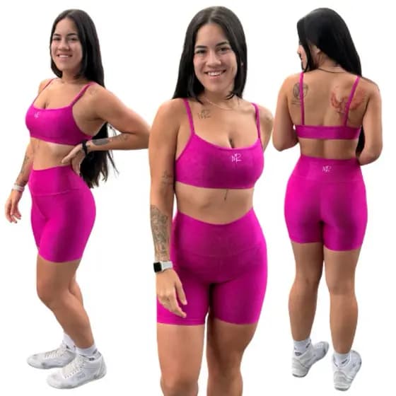 Conjunto Nayara Fitness Top Slim + Short Microcanelado Roupa de Academia