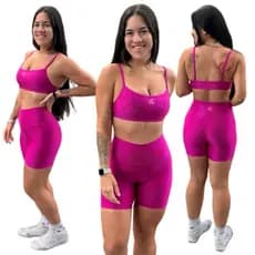 Conjunto Nayara Fitness Top Slim + Short Microcanelado Roupa de Academia