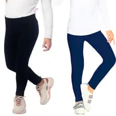 Kit 2 Calças Leggings Infantis Escolar Lisa Suplex Sem Transparência