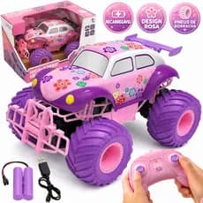 Carrinho Controle Remoto Rosa Big Foot Grande 4x4 Recarregável
