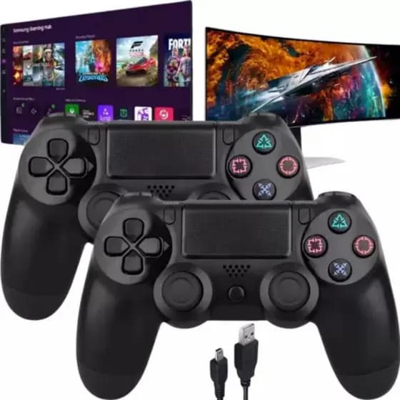 Kit 2 Controles Para Tv Samsung Cu7700 Cu8000 Au7700 Bu8000 4k Game - kit com 2 controles