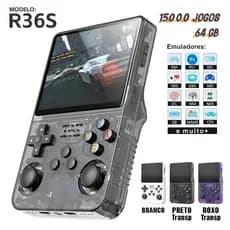 Console Portátil R36S + de 15.000 Jogos Vídeo - Roda tudo PS1-N64-Super Nintendo-MAME e muito mais