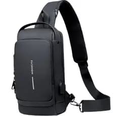 Bolsa Masculina Pochete Transversal Cadeado Ombro Impermeável Tecido Liso Antifurto Bolsa de Peito