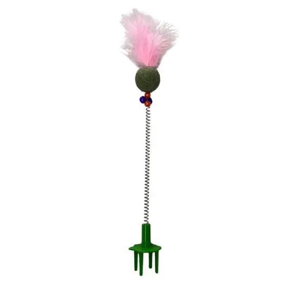 Brinquedo de mola para Gato com BOLINHA catnip e pelúcia colorida pet + CATNIP +FIXADOR DE PAPELÃO