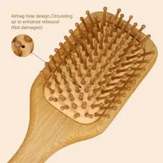Escova De Cabelo De Bambu Natureza Antiestática De Madeira Couro Cabeludo Massagem Pente Almofada De Ar Ferramentas
