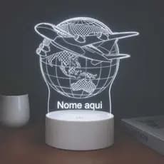 Abajur Luminária Mundo e Avião Personalizada em Led