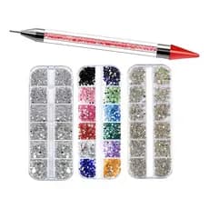 Kit 3 Estojo Strass Furta Cor Prata Colorido + Caneta Strass