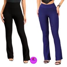 Kit 2 Calça Flare Bandagem Azul Marinho e Preta | Tecido Grosso | Confortável