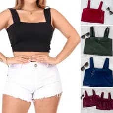 Kit 2 Croppeds Alça Grossa Suplex Várias Cores