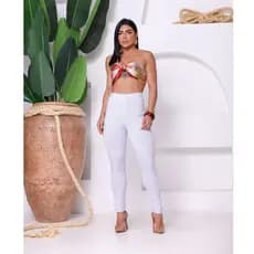 Legging Lipo Suplex Power BRANCO COM ZIPER PRETO | SUPER | CONFORTO