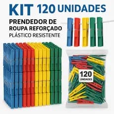 Kit 120 Prendedores de Roupa Reforçados Cores Sortidas – Alta Durabilidade
