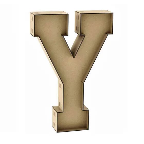 Letra Caixa Y 30cm MDF Decoração Festa Nome Palavra Número