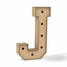 Letra Caixa Grande J Mdf 60cm Altura Lampada Iluminação