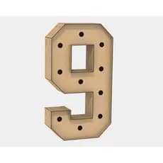 Letra Caixa Grande 9 Mdf 120cm Altura Lampada Iluminação