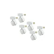 Kit 6 Rodízios Chapa Em U 25mm Pvc 60kg Para Berço Móveis