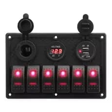 Switch Painel De Instrumentos 6 Botões Led Racing Barco Carro Lancha