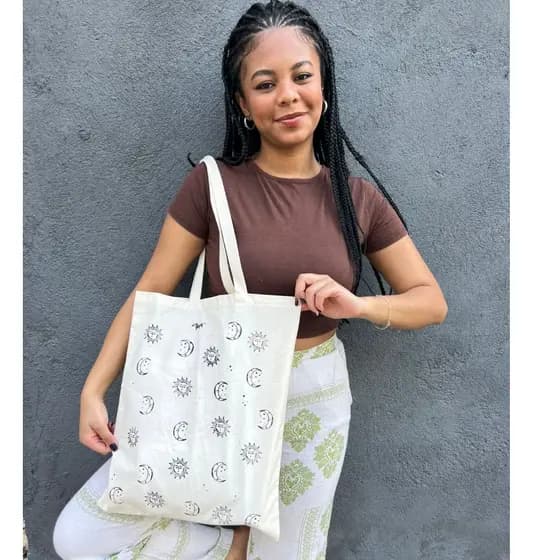 Ecobag Sol, Lua e Estrelas sacola ecológica,escola,faculdade, curso,personalizado,brinde,praia,moda,brinde,presente