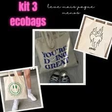 kit com 3 ecobags leve mais pague menos sacola ecológica,escola,faculdade, curso,personalizado,brinde,praia,moda,brinde,