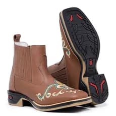 Bota Texana Country Botina Feminina Bico Quadrado Sola Jump