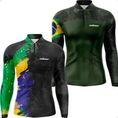 Camisa Pesca Kit 2 Un Tecido Termico Fresco Proteção Solar Tecnologia Anti-Mosquito