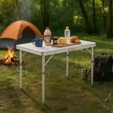 Mesa Dobrável Alumínio Portátil Camping Praia Pesca 90x60 Dobra Ao Meio