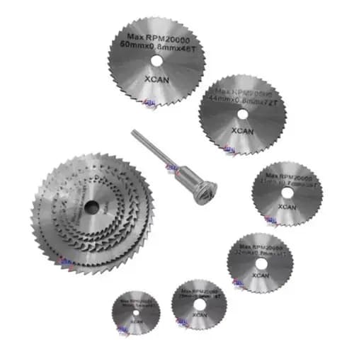 Kit 7 Discos Serra Circular Mini Retífica Parafusadeira Corta Madeira Metal PVC Alumínio