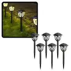 10 Luminárias Solares Para Jardim Gramado Luz Amarela Prova D’Água LED Espeto Colonial