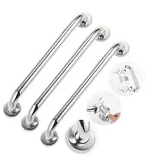 3x Alça 60cm Para Banheiro Barra De Apoio Idoso Aço Inox Prateado
