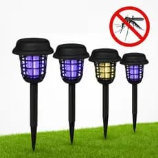 Kit 4 Repelente de Jardim Solar Lampada Led atrai mata Mosquito Mosca Luminaria Prova de Água