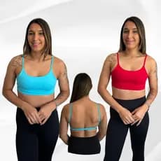 Kit 2 Top Academia Fitness costas Nua Com Forro Em Poliamida E Elástico Na Barra Alça Fina
